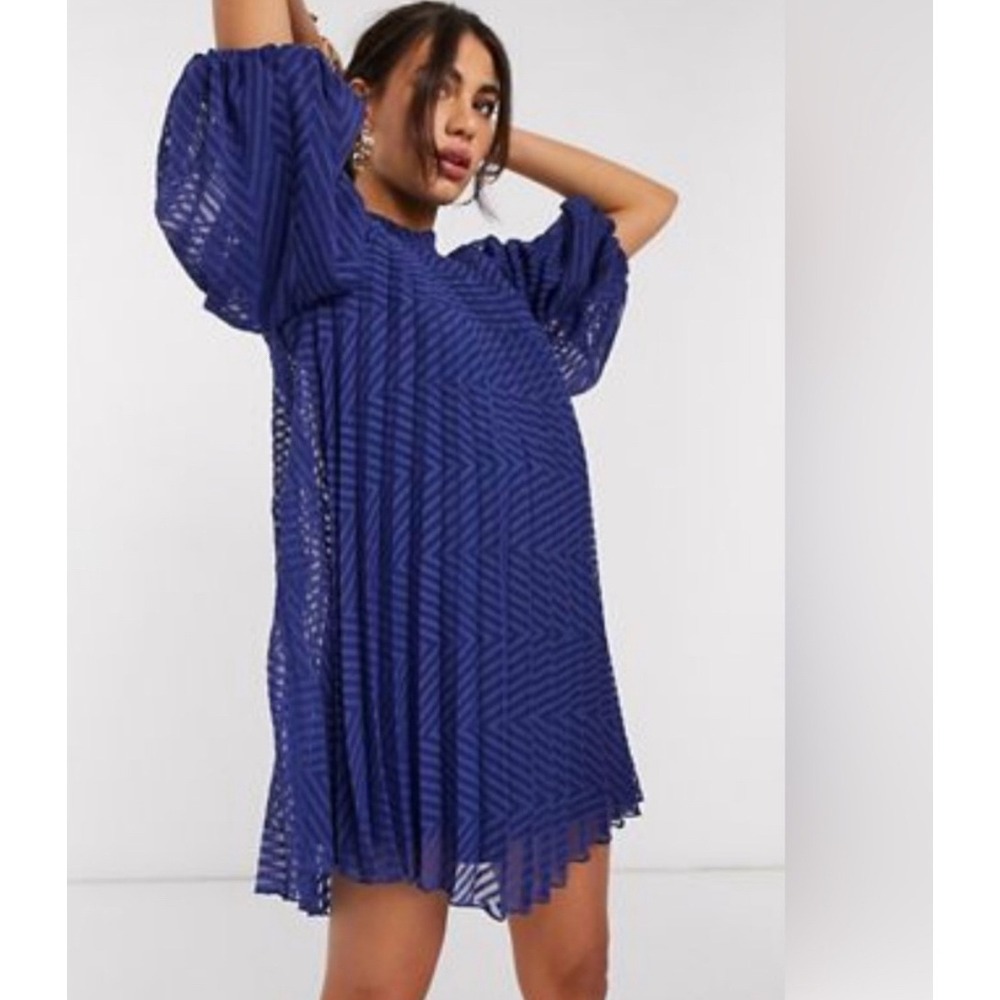 ASOS Royal Blue Pleated Mini Dress